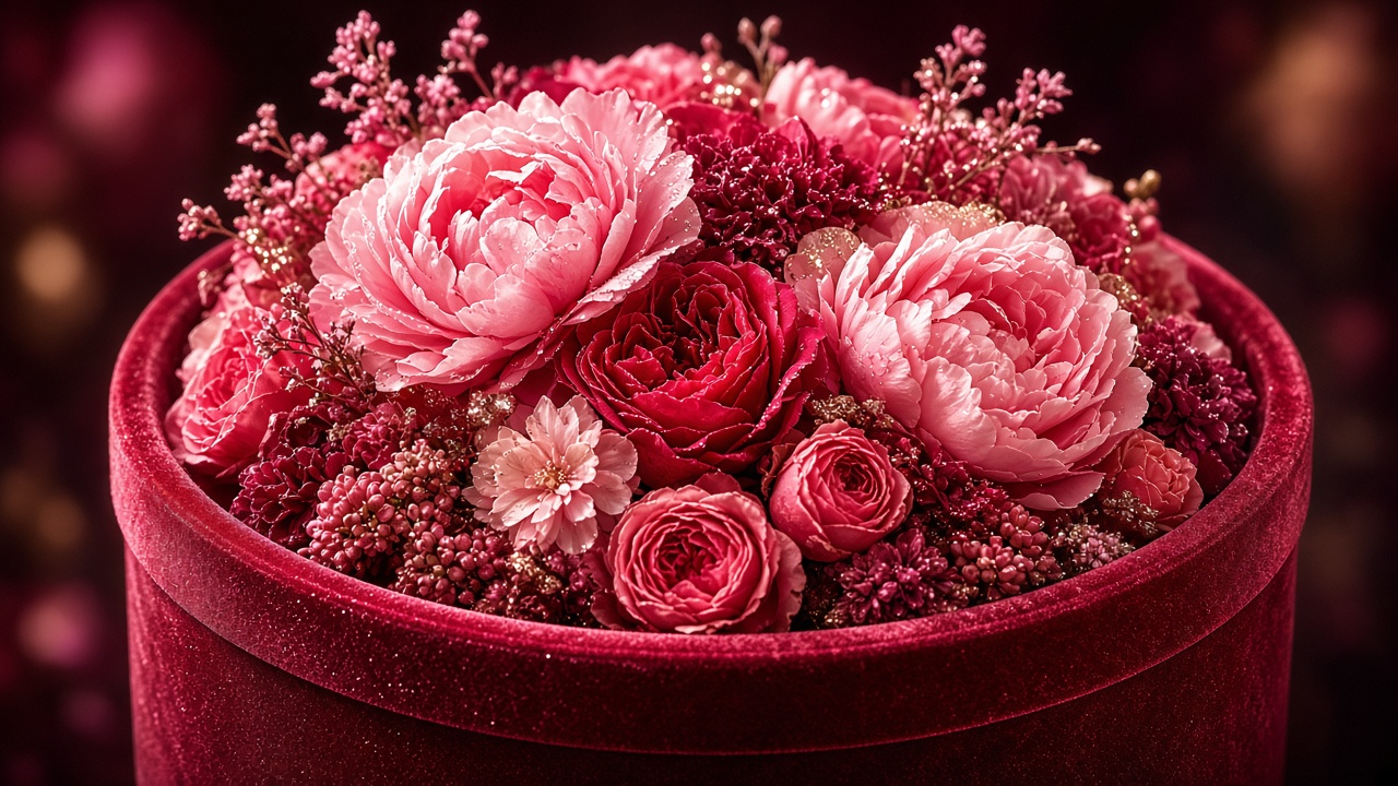 Yapay zeka pembe kırmızı çiçek kutusu